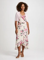 Bolero Cardigan & Floral Ruffle Dress