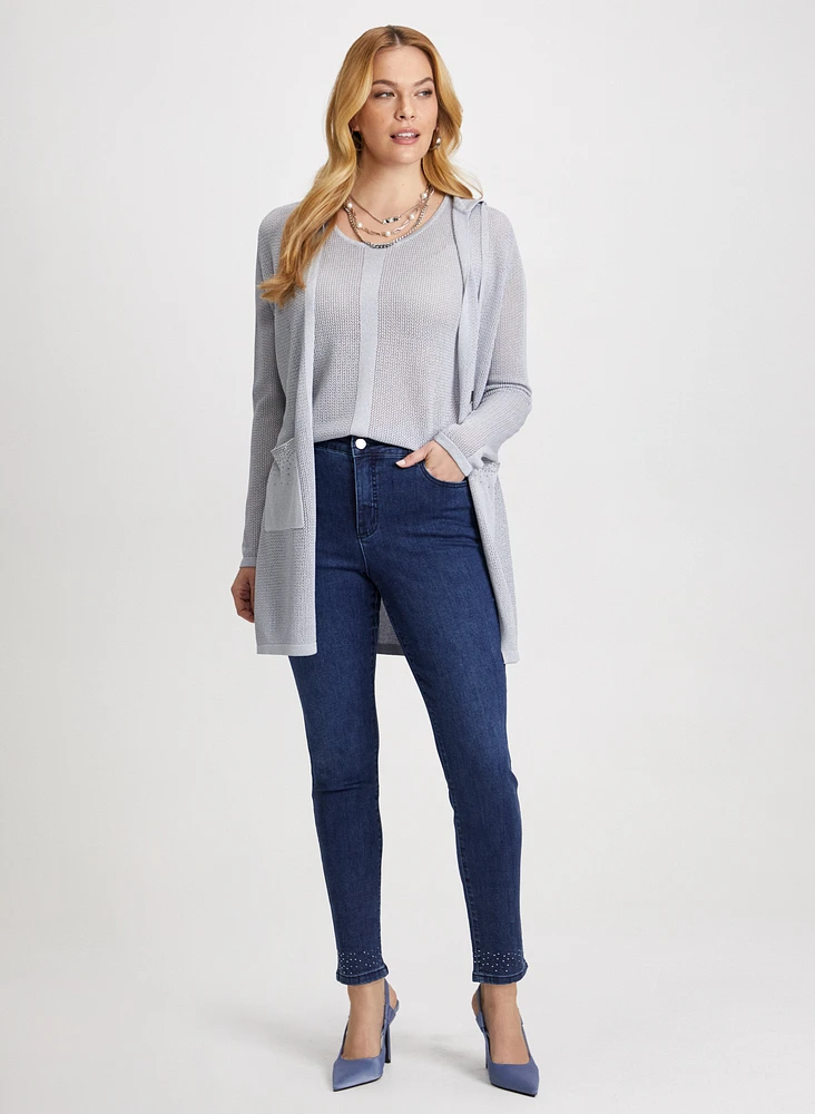 Knit Cardigan & Straight Leg Jeans