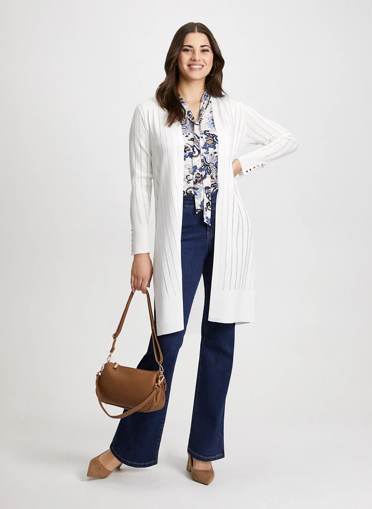 Pointelle Knit Cardigan & Bootcut Jeans