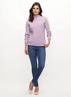 Jewelled Button Mock Neck Sweater