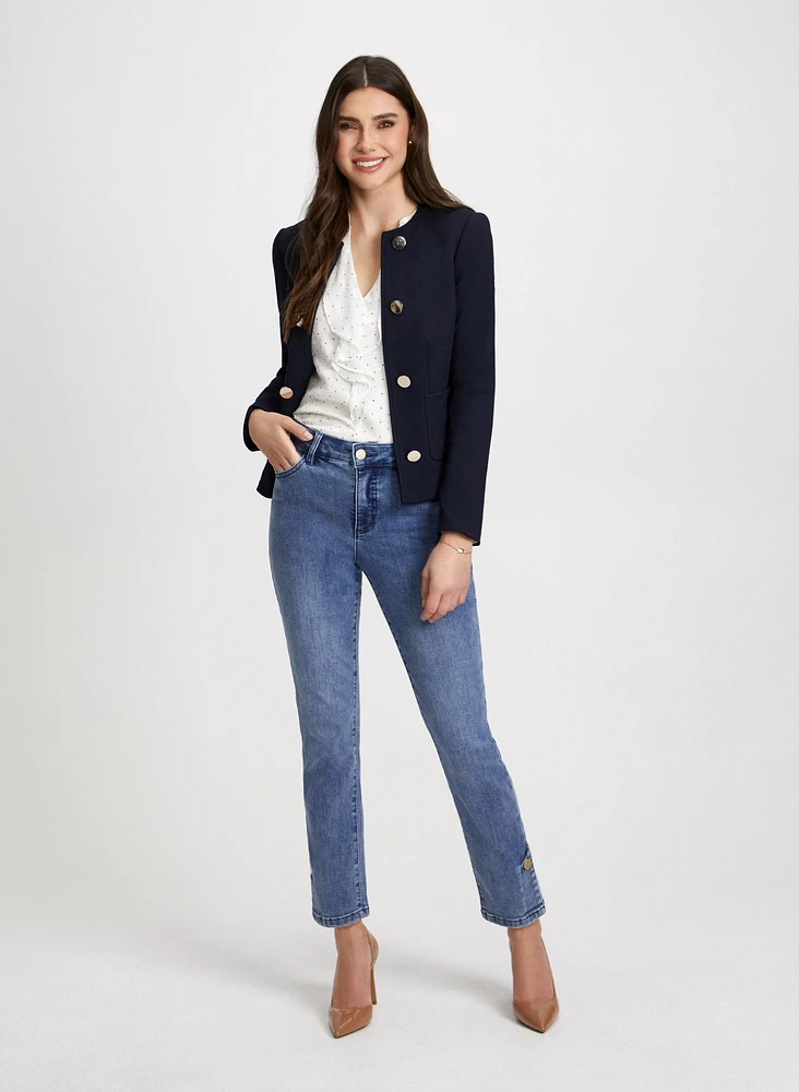 Button Detail Jacket & Button Hem Jeans