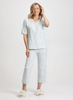 Ensemble pyjama haut et capri à coeurs