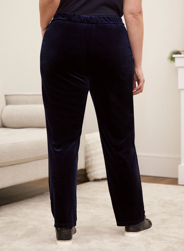 Velour Straight Leg Pull-On Pants