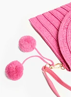 Straw Pom Pom Purse