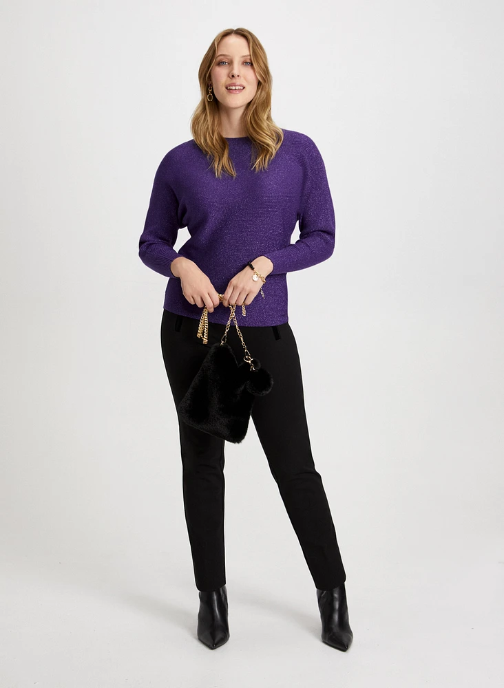 Pull col bateau et pantalon à détails velours