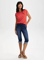 Stripe Print Two-Tone Top
