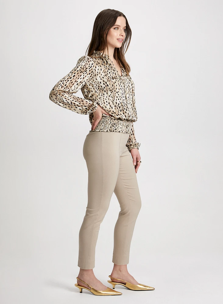 Pantalon jambe étroite en bengaline à enfiler