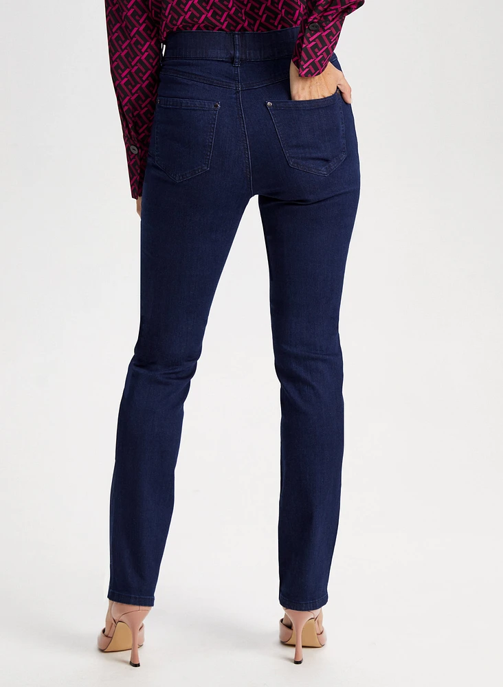 Straight Leg Pull-On Jeans