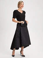 Polka Dot Motif Jacquard Skirt