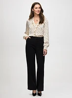 Satin Polka Dot Blouse & Wide Leg Pants