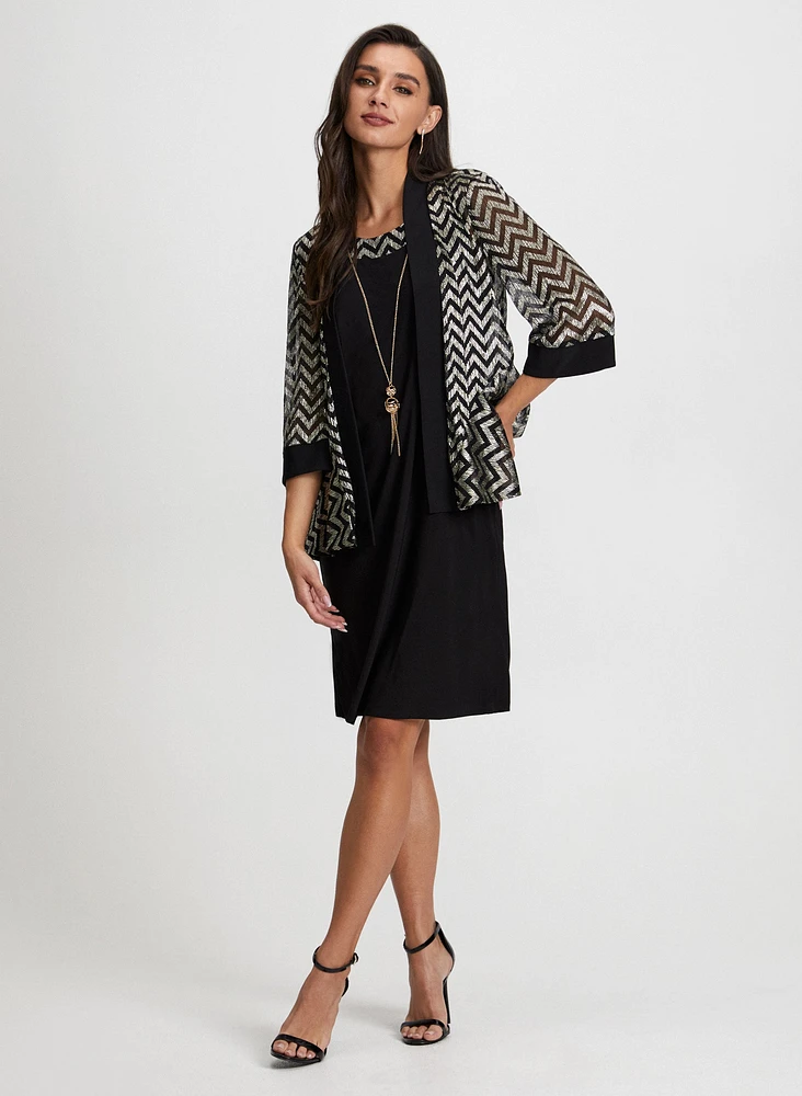 Ensemble trois pièces robe, veste et collier