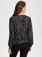 V-Neck Paisley Print Top