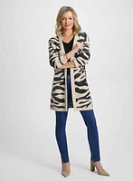 Zebra Print Cardigan, V-Neck Blouse & Jeans