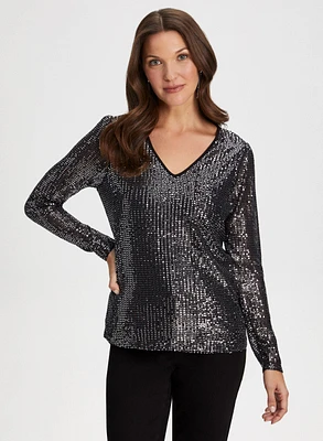 Sequin Long Sleeve Top