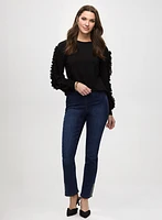 Ruffle Trim Top & Pull-On Jeans