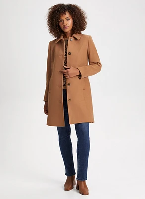 Manteau en laine et jean droit