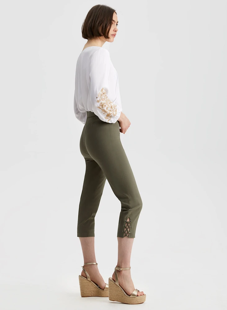 Lace-Up Detail Capri Pants