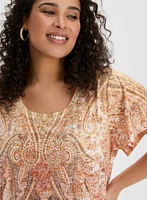 T-shirt à motif paisley et effet délavé