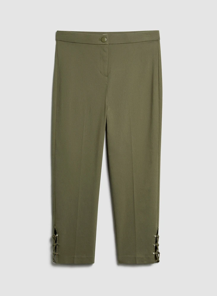 Lace-Up Detail Capri Pants