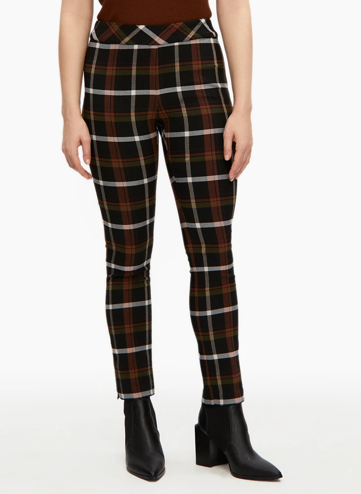 Charlie B - Plaid Print Pull-On Pants