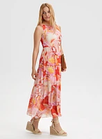 Robe maxi sans manches à motif floral