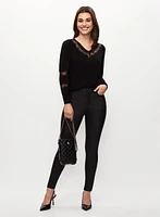 Lace Insert Long Sleeve Top