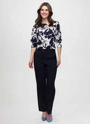 Floral 3/4 Sleeve Top & Straight Leg Pants