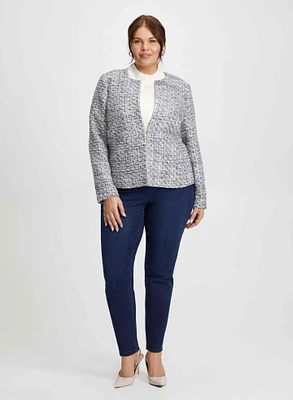 Blazer en tissu bouclé et jean étroit