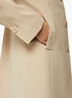 Button Front Tricotine Trench Coat