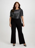 Haut en sequins et pantalon semi-évas