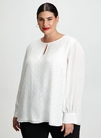 Rhinestone Embellished Popover Blouse