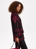 Cardigan mi-long à motif floral