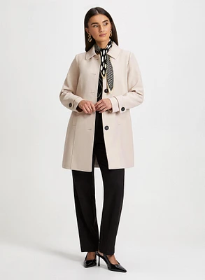 Button Front Tricotine Coat