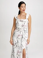 Floral Asymmetric Ruffle Dress