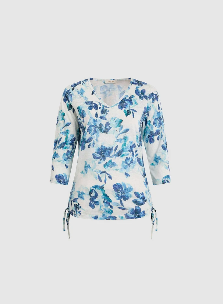 Floral Tied Hem Top