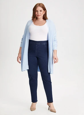 Open Front Cardigan & Bow Detail Jeans