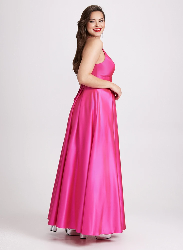 Satin Fit & Flare Ball Gown