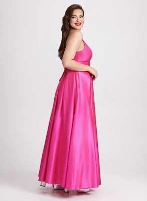 Satin Fit & Flare Ball Gown