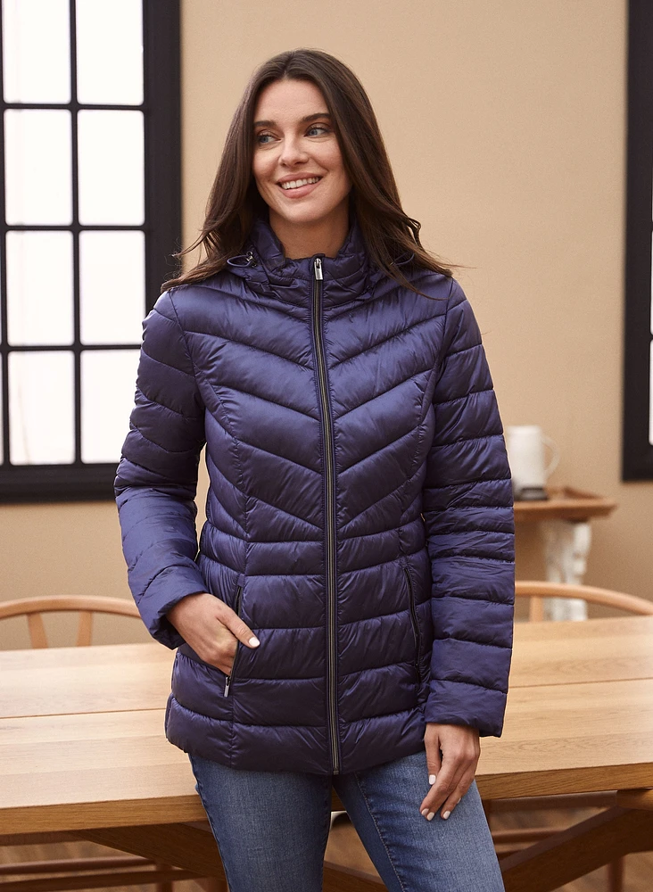 Packable Vegan Down Quilted Coat