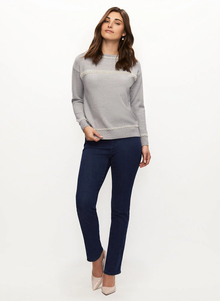 Pearl Detail Sweater & Straight Leg Jeans