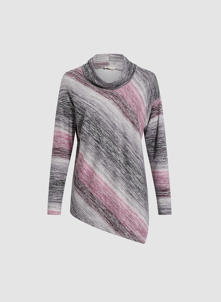 Asymmetric Stripe Print Top