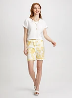 Tropical Print Pull-On Shorts