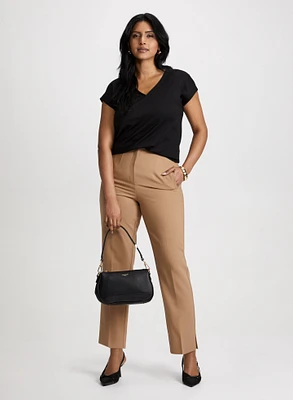 Short Sleeve V-Neck Top & Slim Leg Pants