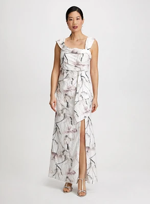 Robe florale asymétrique à volants