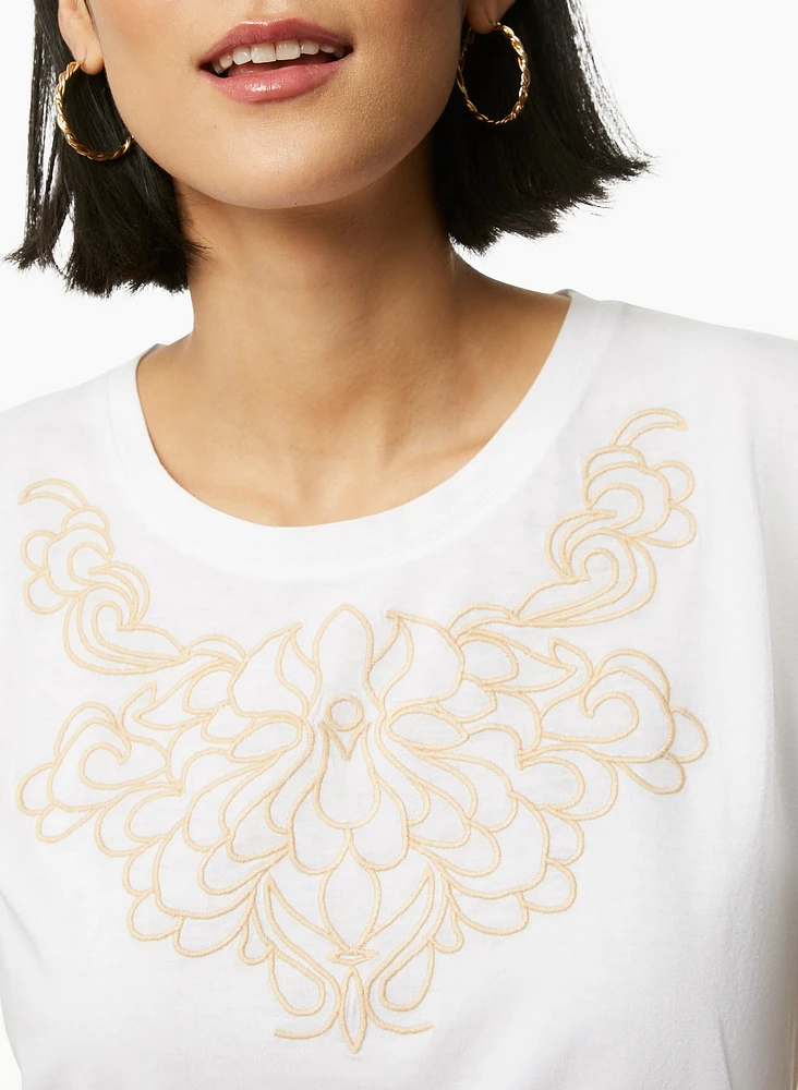 T-shirt coupe droite à broderie