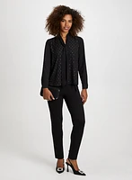 Blouse avec lien à nouer et pantalon à détail de boucle