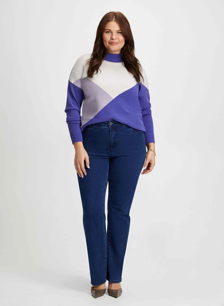 Colour Block Sweater & Bootcut Jean