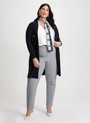 Decorative Button Cardigan & Bi-Stretch Pants