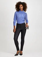 Sequin Motif Sweater & Slim Leg Pants