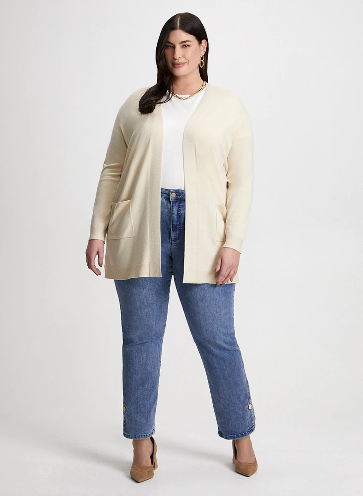 Medium-Length Cardigan & Straight Leg Jeans